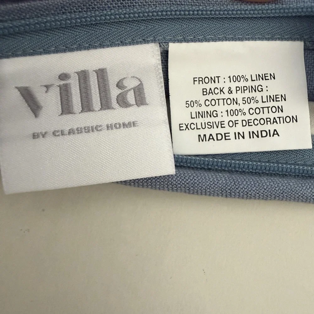 Villa‎ Classic Home Ambrose Blue Natural 22x22 Pillow Cover Pottery Barn Linen